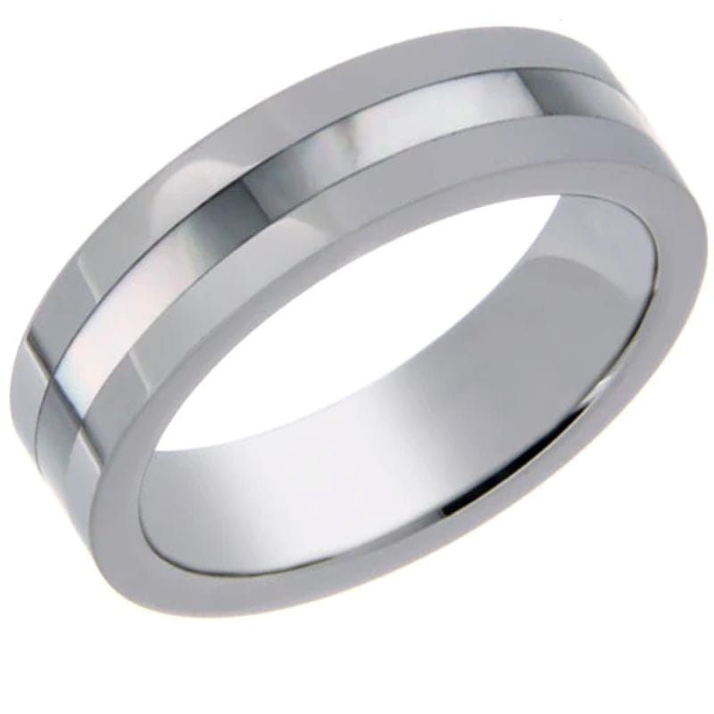 tungsten band with mother of pearl shell inlay – 8