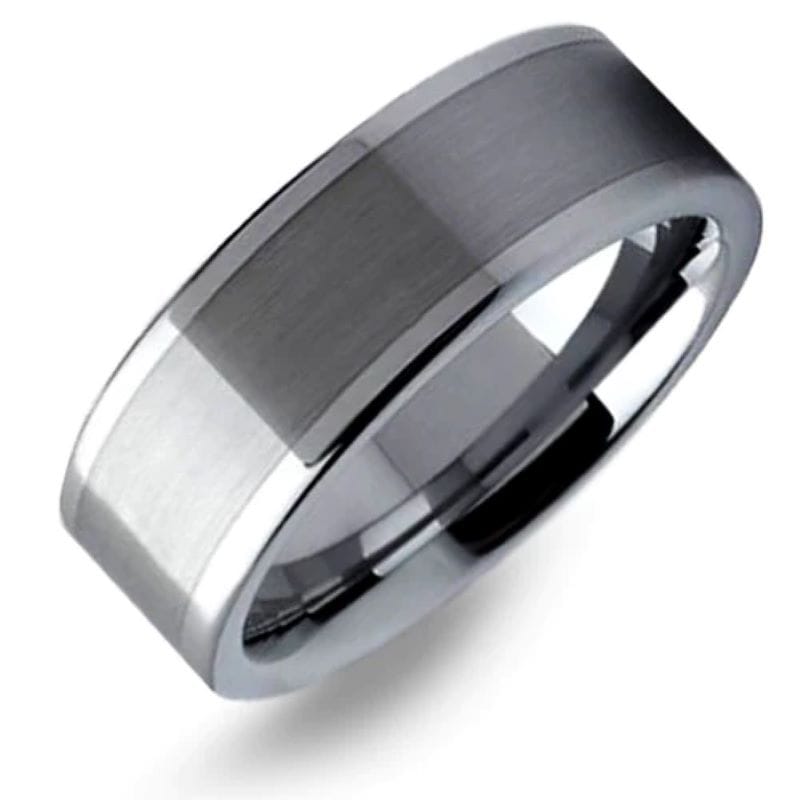 tungsten band with satin finish center – 9