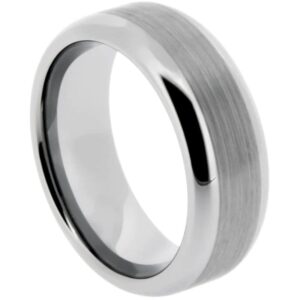 tungsten band with brushed center and polished edges – 11