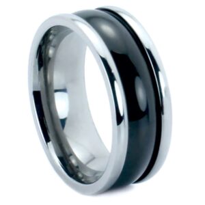 titanium band with black center and polished edges – 7