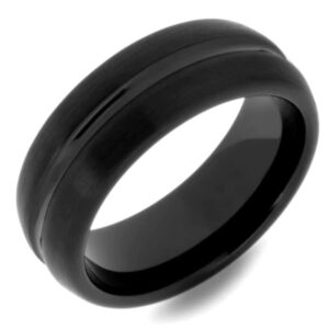 black ceramic band with brushed finish and polished groove – 9
