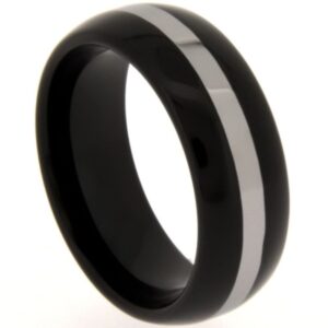 black tungsten band with grey stripe in center – 10