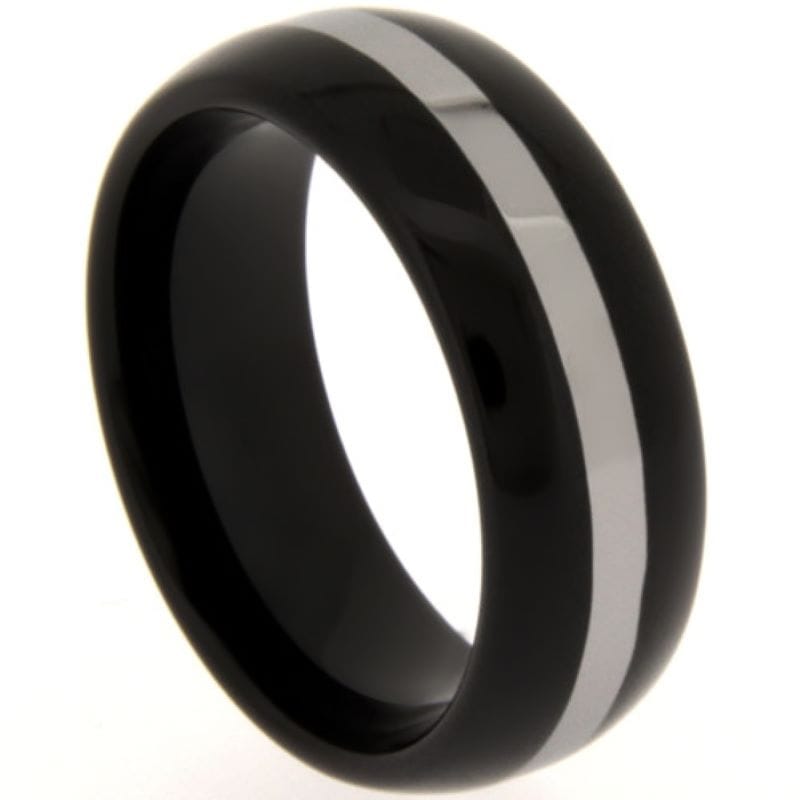 black tungsten band with grey stripe in center – 10