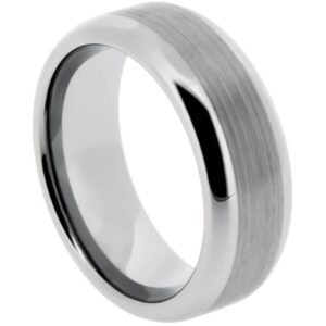 tungsten band with brushed center and polished edges – 11