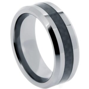 tungsten band with black carbon fiber center inlay – 12.5