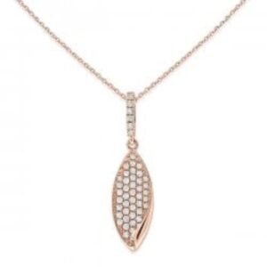 14k rose gold natural diamond oval drop necklace