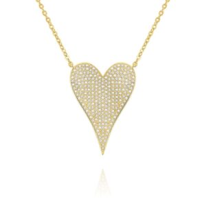 18″ adj natural diamond elongated heart necklace in 14k white gold