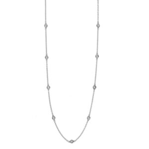 18″ 14k white gold natural diamond necklace