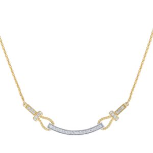 14k two toned natural diamond bar necklace 0.50cttw