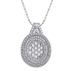 14k white gold natural diamond pendant 1.35cttw