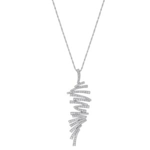 STUNNING!! 14K White Gold Natural Diamond Zig Zag Pendant