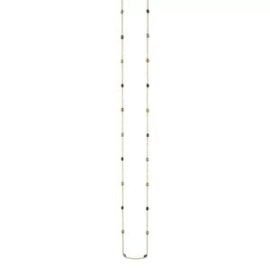 34″ 14k yellow gold bezel set multi color gemstone necklace