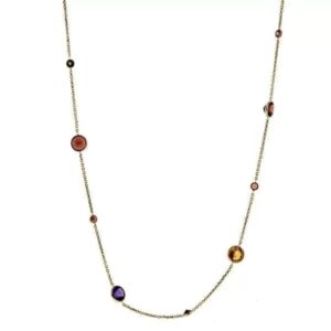 14k yellow gold 18″ adj multi color gemstone necklace