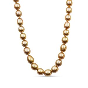 18″ baroque golden south sea pearl necklace with 14k yellow gold clasp