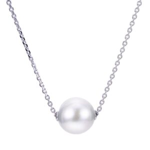18″ adj sterling silver 11mm pearl necklace