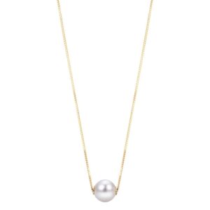 17″ 14k yellow gold 7.5mm akoya pearl necklace