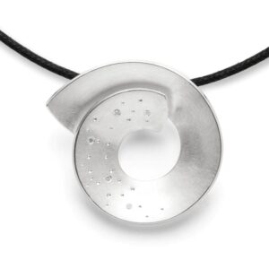 sterling silver snail shaped pendant with diamonds