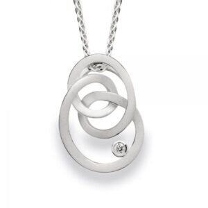 Sterling Silver Entwined Circle Pendant with Diamond and Matte Finish 0.02Cts