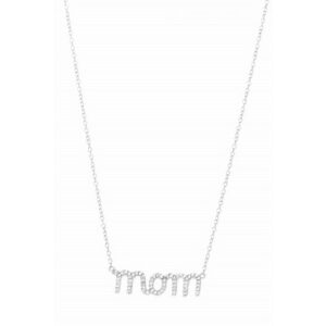 Sterling Silver 18" Cubic Zirconia Mom Necklace