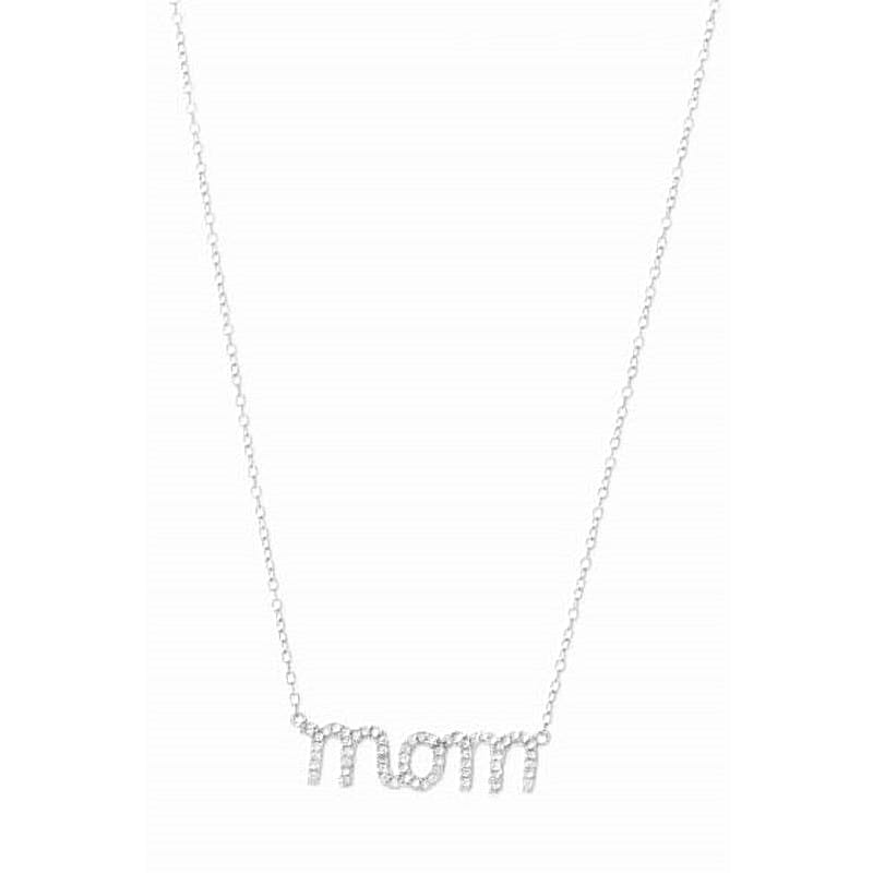 Sterling Silver 18" Cubic Zirconia Mom Necklace