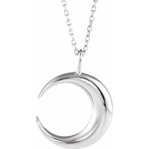 18" Adj. Sterling Silver Crescent Moon Necklace