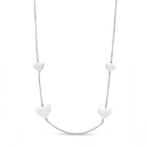 18″ silver heart station adj necklace