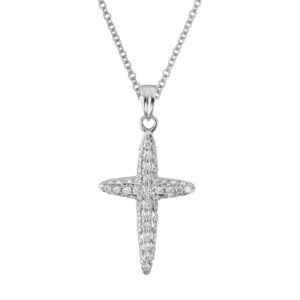 18k white gold and diamond cross pendant