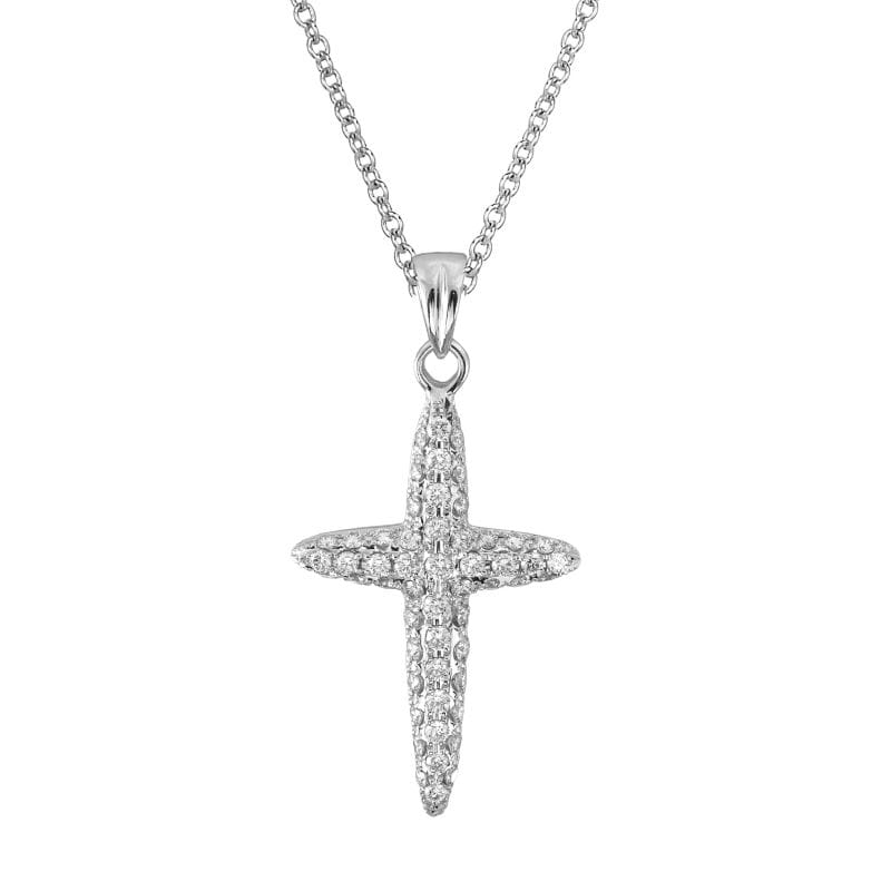 18k white gold and diamond cross pendant