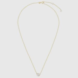 14k yellow gold 17″ adj white topaz necklace