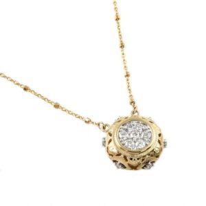 18″ 14k yellow gold vintage style diamond necklace