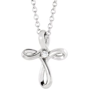 14k white gold cross 18″ adj necklace