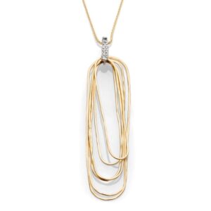 18″ adj 14k yellow gold rectangular clip style necklace