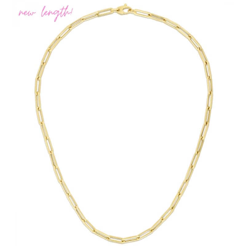 38″ 14k yellow gold 4.2mm paperclip chain with lobster clasp