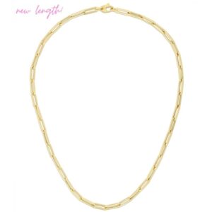 38″ 14k yellow gold 4.2mm paperclip chain with lobster clasp