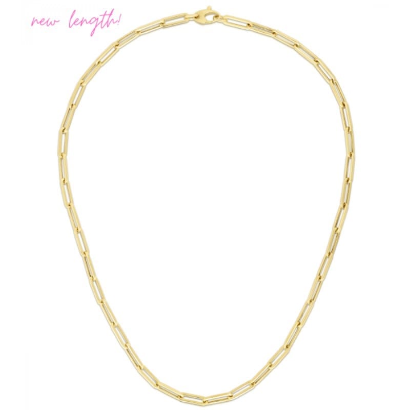 38″ 14k yellow gold 4.2mm paperclip chain with lobster clasp