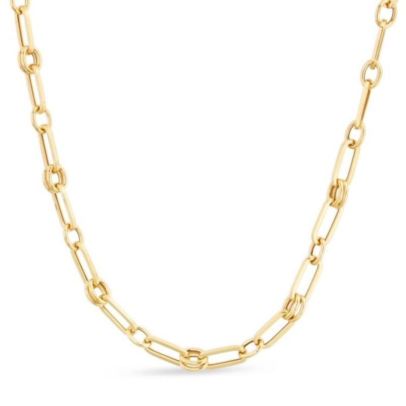 18″ 14k yellow gold 5.6mm rondel link chain