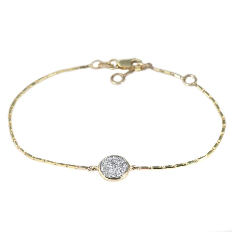 14k yellow gold natural diamond circle station bracelet 0.20cttw