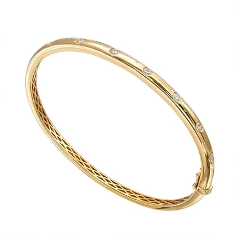 18K Yellow Gold and Diamond Bangle Bracelet