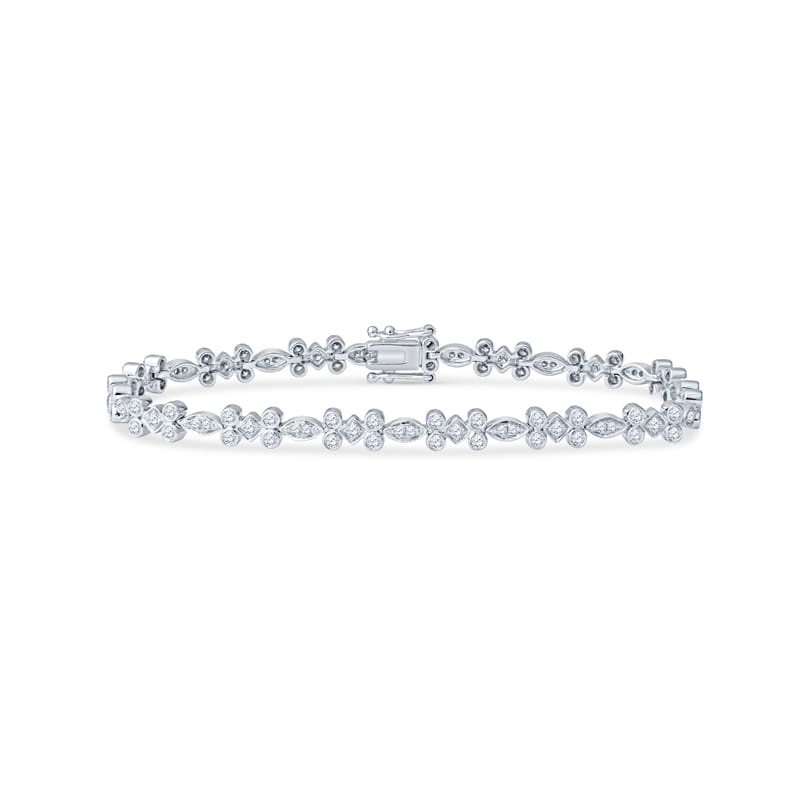 Natural Diamond Tennis Style Bracelet in 18K White Gold