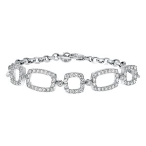 7 1/2" Goemetric Natural Diamond Adj Bracelet in 14K White Gold 1.75Cttw