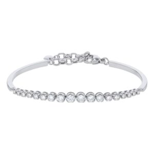 14k white gold graduated natural diamond adj bracelet 1.00cttw