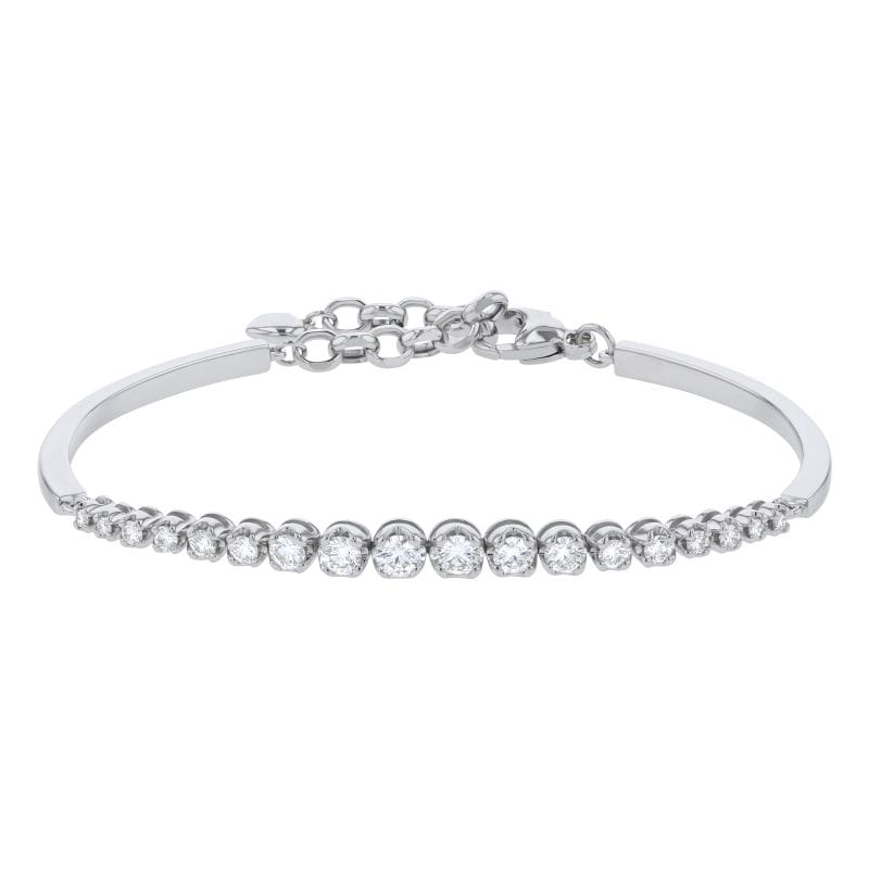14k white gold graduated natural diamond adj bracelet 1.00cttw