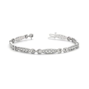 14k white gold light weight natural diamond link bracelet