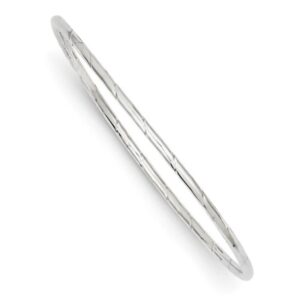 14k white gold 2.5mm grooved slip on bangle bracelet