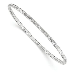 8″ textured slip on bangle bracelet in 14k white gold