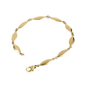 14k yellow gold oval bead link bracelet