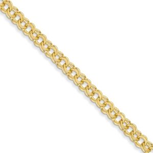 7″ 5.5mm solid double link charm bracelet in 14k yellow gold
