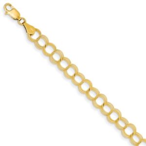 solid triple link 7″ charm bracelet, width 6mm in 14k yellow gold