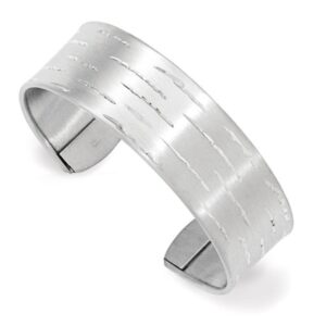 ss brushed/diamond cut flat slip on open cuff bracelet