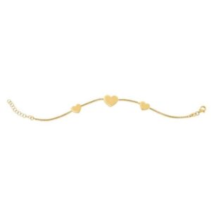 sterling silver hearts station bracelet with yellow gold plating